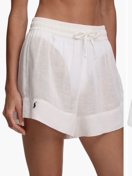 Polo Ralph Lauren Pants - Polo by Ralph Lauren White Linen-Blend Drawstring Shorts